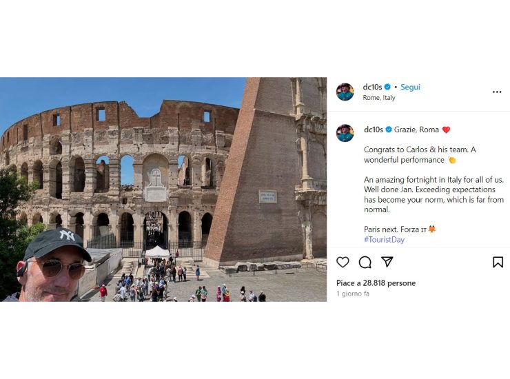 Il post di Darren Cahill (dc10s - instagram screenshot) - www.insolenzadir2d2.it