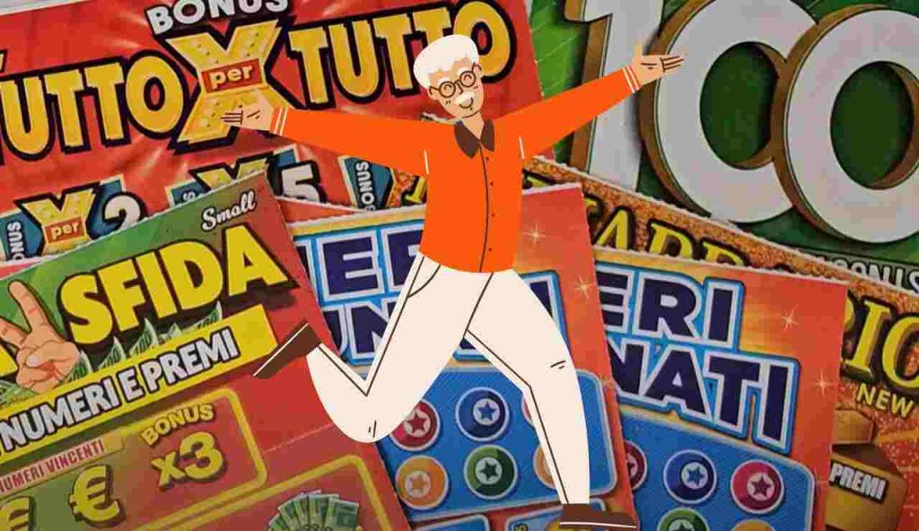 Gratta e Vinci con anziano felice