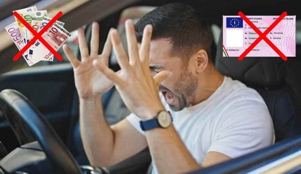 Uomo arrabbiato in auto senza soldi e patente (Depositphotos foto) - www.insolenzadir2d2.it