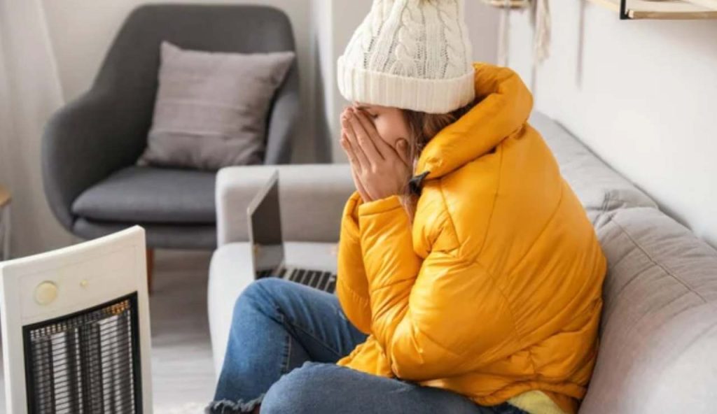 Donna al freddo in casa (Depositphotos foto) - www.insolenzadir2d2.it